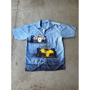 Vintage Y2K Enyce Race Car F1 Grand Prix Shirt Mens Large Streetwear Button Down